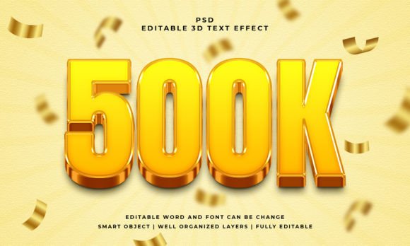 500k 3d Editable Psd Text Effect: Instant Dimension for Your Brand