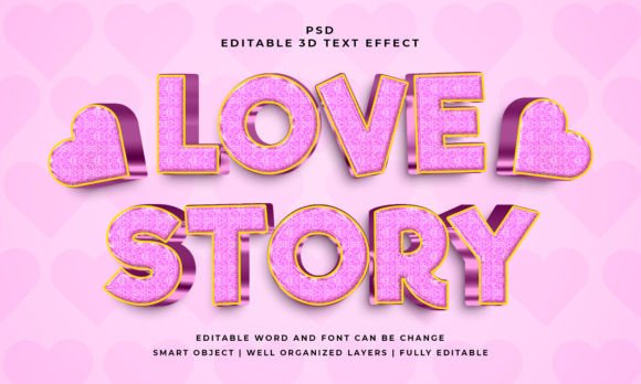 Love Story 3D PSD Editable Text Effect: A Designer's Dream